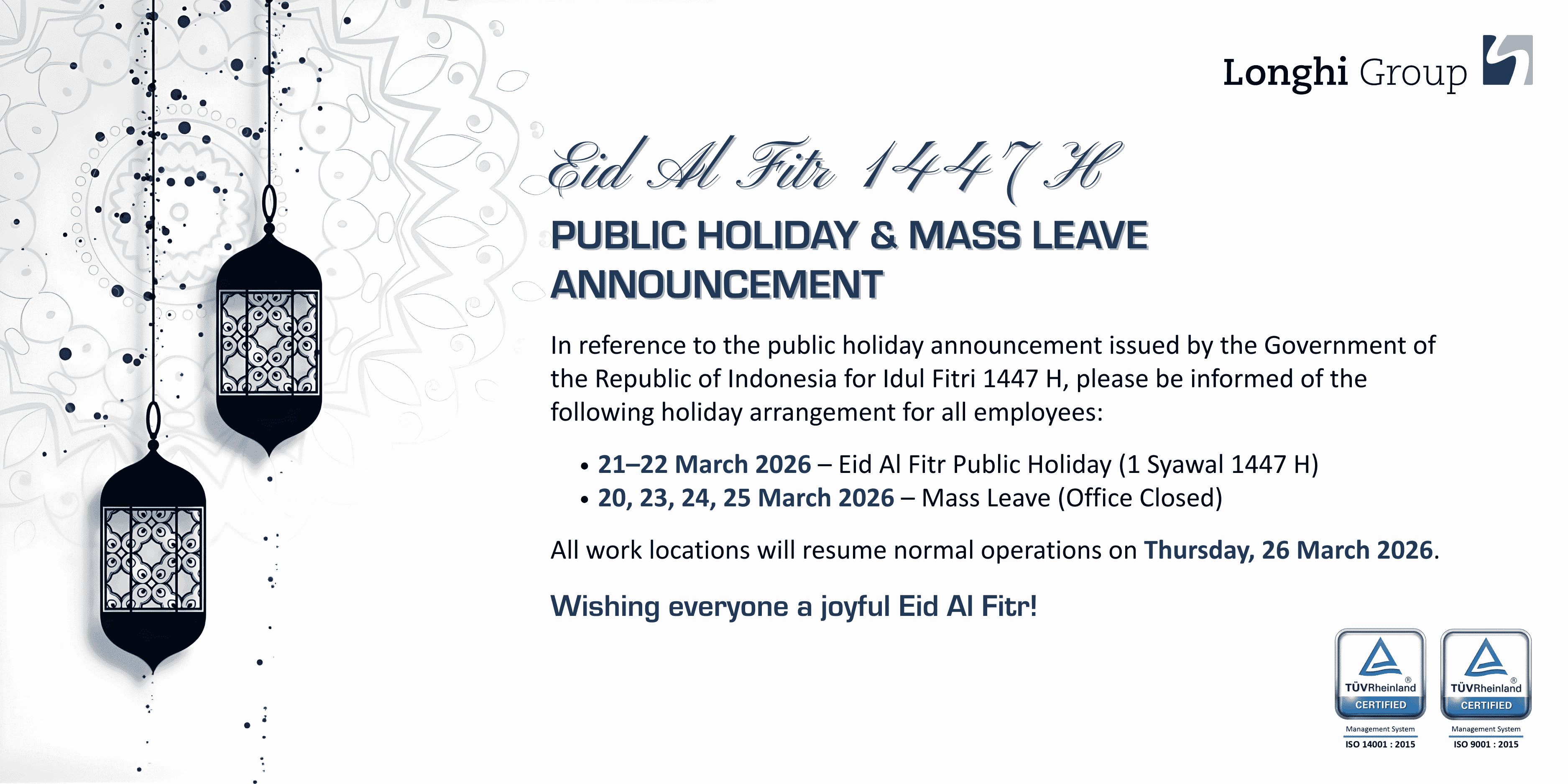 Internal Memorandum Idul Fitri 2026